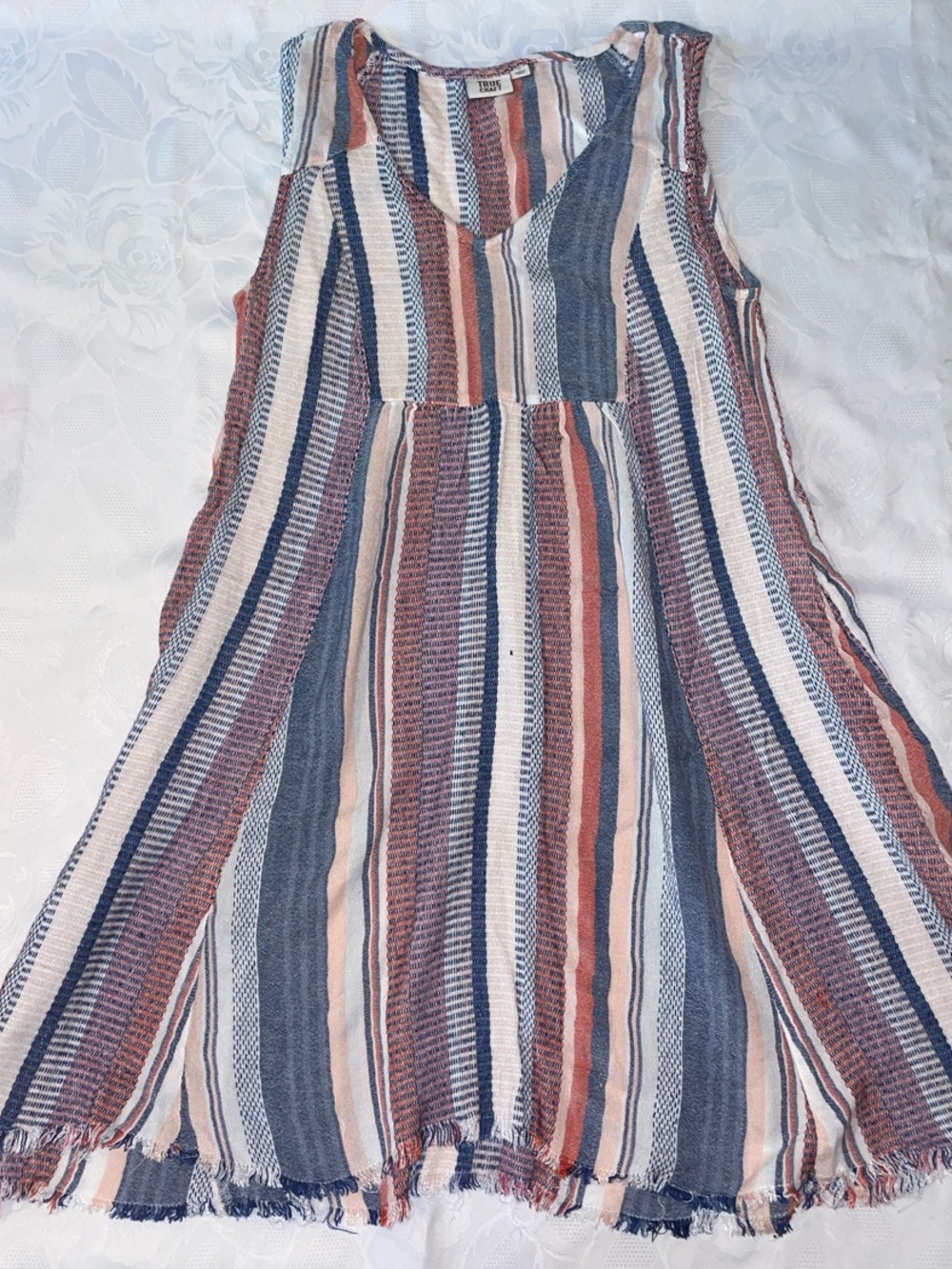 True Craft Striped V-Neck Dress